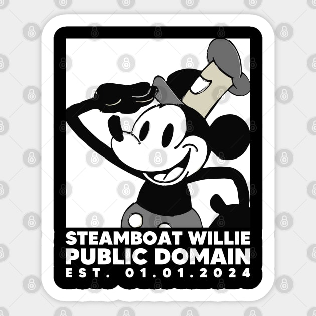 Steamboat Willie. Public Domain Est. 01.01.2024 - 3 Sticker by Megadorim